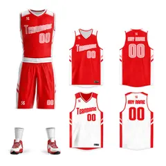Red White Double Side Sets Men Basketball Jersey