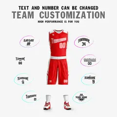 Red White Double Side Sets Men Basketball Jersey 2