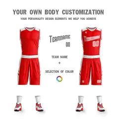 Red White Double Side Sets Men Basketball Jersey 4