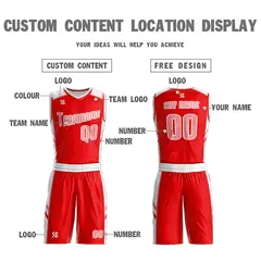 Red White Double Side Sets Men Basketball Jersey 5