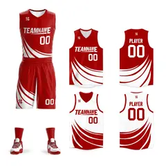 Red White Double Side Sets Sportswear Basketball Jersey