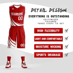 Red White Double Side Sets Sportswear Basketball Jersey 2