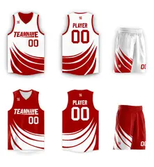 Red White Double Side Sets Sportswear Basketball Jersey 3