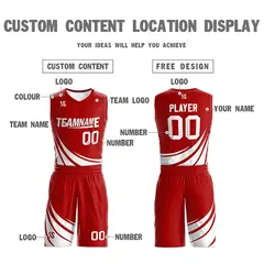 Red White Double Side Sets Sportswear Basketball Jersey 4