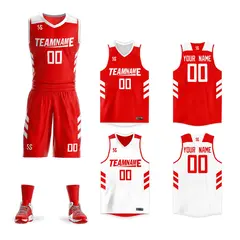 Red White Double Side Sets Sportswear Basketball Jersey