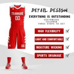 Red White Double Side Sets Sportswear Basketball Jersey 3