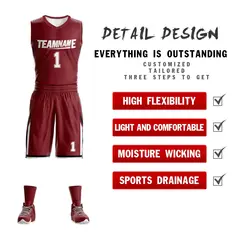 Red White Double Side Sets Sportswear Basketball Jersey 2