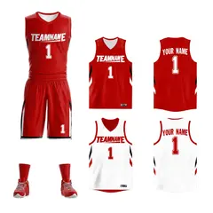 Red White Double Side Sets Sportswear Basketball Jersey