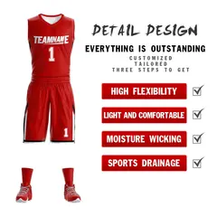 Red White Double Side Sets Sportswear Basketball Jersey 2
