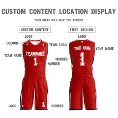Red White Double Side Sets Sportswear Basketball Jersey 4