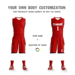 Red White Double Side Sets Sportswear Basketball Jersey 5