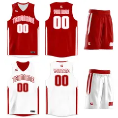 Red White Double Side Sets Sportswear Basketball Jersey 3