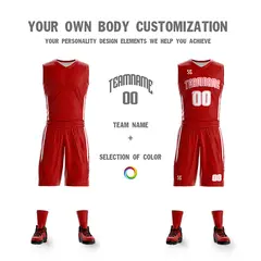 Red White Double Side Sets Sportswear Basketball Jersey 4