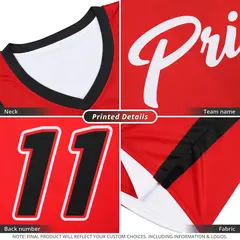 Red White Double Side Tops Athletic Basketball Jersey 2