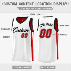 Red White Double Side Tops Athletic Basketball Jersey 4