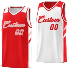 Red White Double Side Tops Casual Basketball Jersey 1