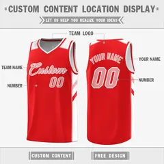 Red White Double Side Tops Casual Basketball Jersey 2
