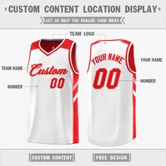 Red White Double Side Tops Casual Basketball Jersey 3