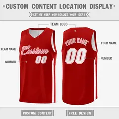 Red White Double Side Tops Men Training Basketball Jersey 2