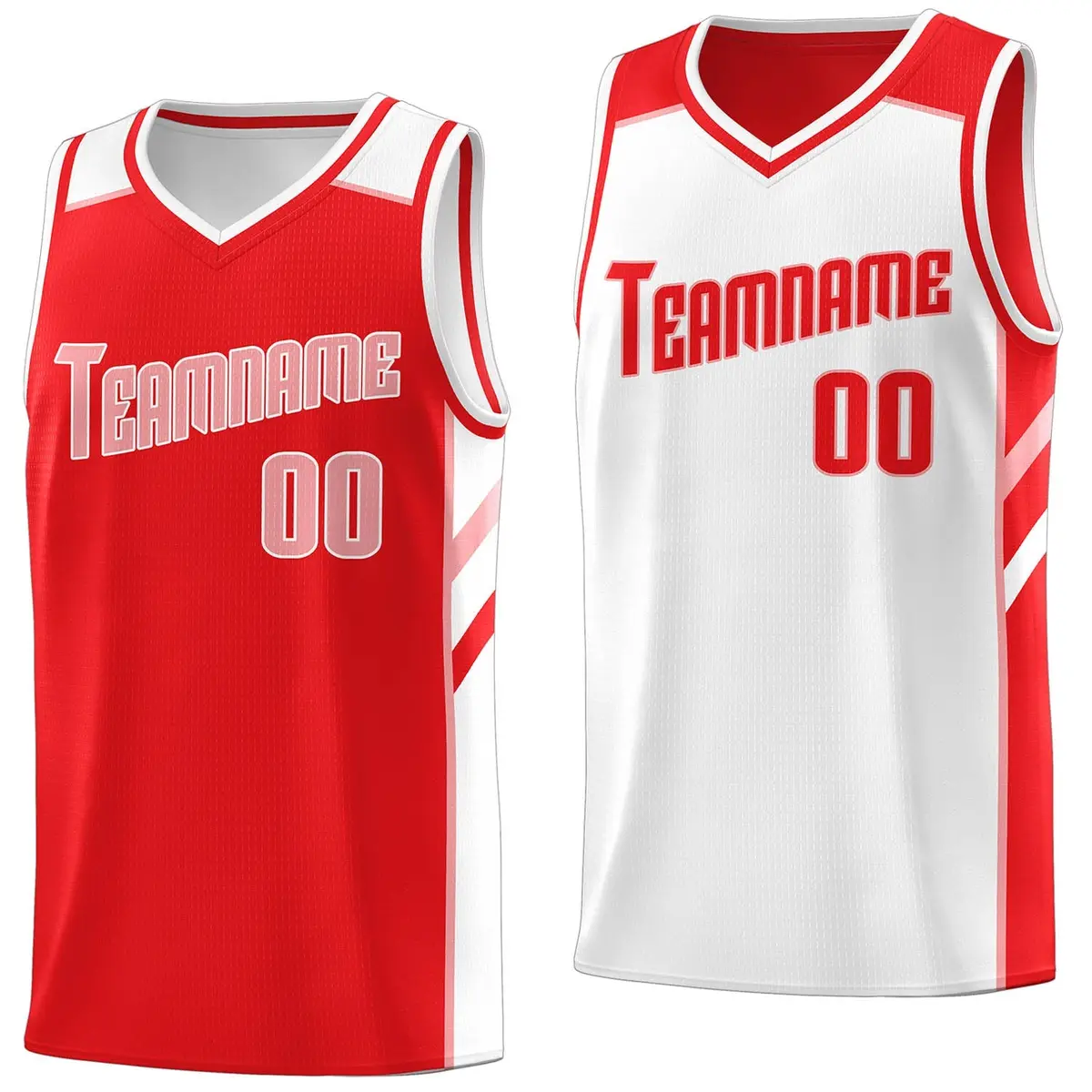 Red White Double Side Tops Sports Vest Basketball Jersey