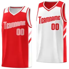 Red White Double Side Tops Sports Vest Basketball Jersey