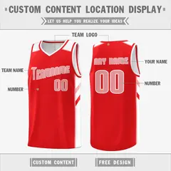 Red White Double Side Tops Sports Vest Basketball Jersey 2