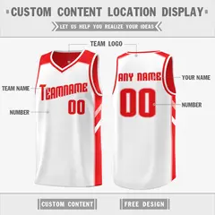Red White Double Side Tops Sports Vest Basketball Jersey 3