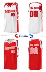 Red White Double Side Tops Sports Vest Basketball Jersey 4