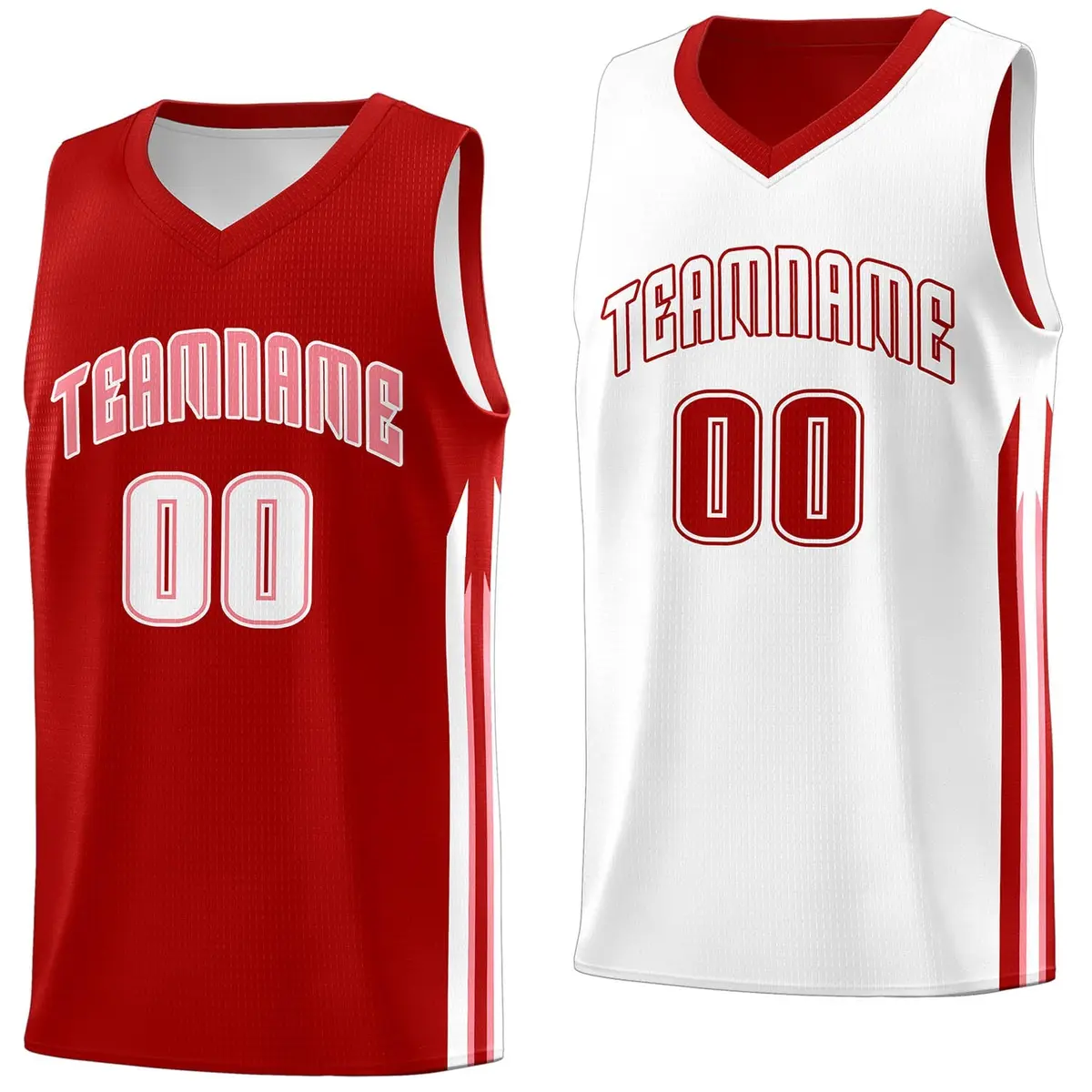Red White Double Side Training Basketball Jersey