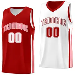 Red White Double Side Training Basketball Jersey