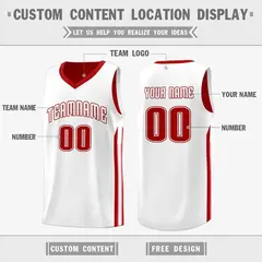 Red White Double Side Training Basketball Jersey 3