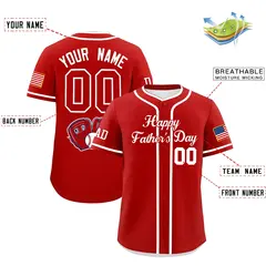 Red White Father's Day Classic Baseball Jersey 2