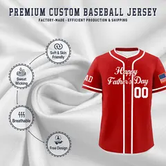 Red White Father's Day Classic Baseball Jersey 3