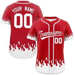 Red White Flame Graffiti Authentic Baseball Jersey