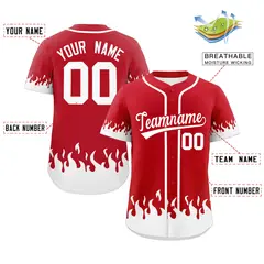 Red White Flame Graffiti Authentic Baseball Jersey 2