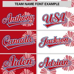 Red White Flower Graffiti Split Baseball Jersey 3