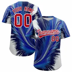 Red White Fluid Feather Graffiti Baseball Jersey 1