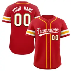 Red White Full-Button Classic Baseball Jersey 1