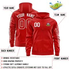 Red White Full-Zip Varsity Letterman Classic Jacket Hoodie 4