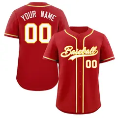 Red White-Gold Authentic Classic Baseball Jersey