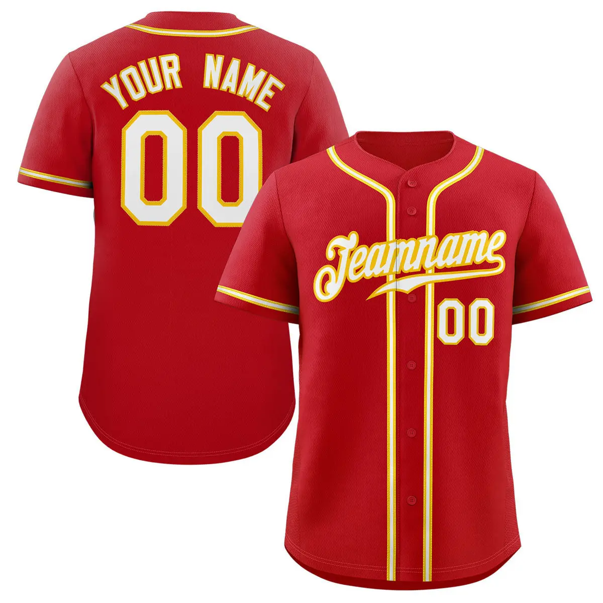 Red White-Gold Authentic Classic Baseball Jersey