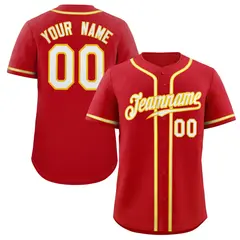 Red White-Gold Authentic Classic Baseball Jersey