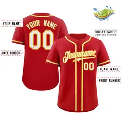 Red White-Gold Authentic Classic Baseball Jersey 2