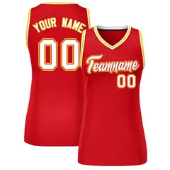 Red White-Gold Classic Mesh Basketball Jersey for Women