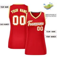 Red White-Gold Classic Mesh Basketball Jersey for Women 2
