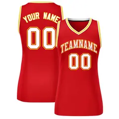 Red White-Gold Classic Mesh Basketball Jersey for Women