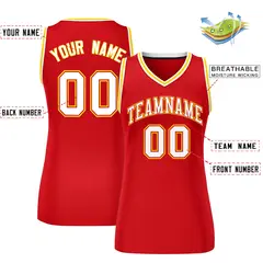 Red White-Gold Classic Mesh Basketball Jersey for Women 2