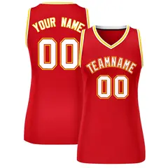 Red White-Gold Classic Mesh Basketball Jersey for Women