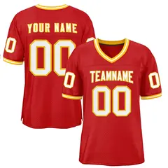 Red White-Gold Classic Style Authentic Football Jersey