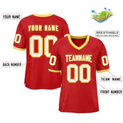 Red White-Gold Classic Style Authentic Football Jersey 2